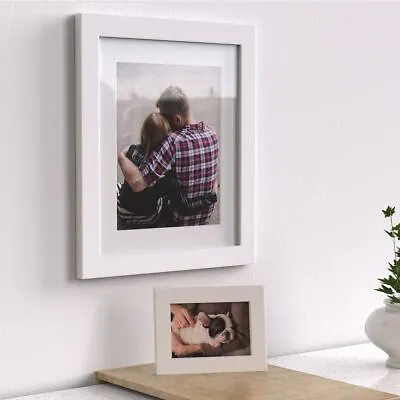 £6.54 • Buy Photo Frames With White Mounts Black White Oak Silver Picture Frame Multi Sizes