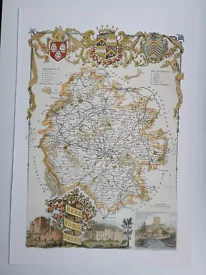 Old Vintage Map Print Of Herefordshire Reproduction • £10.50