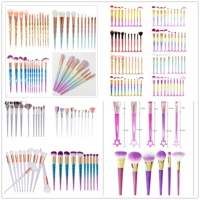 $12.99 • Buy 3D Mermaid Unicorn Stars Makeup Brushes Set Pro Face Eye Foundation Powder Eye 