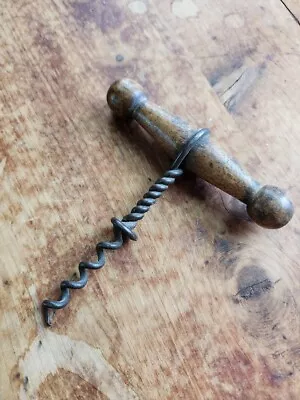 Old Wooden Corkscrew 4 Inches Quality Made Nice Patina Unique Handle Vintage • $12.99