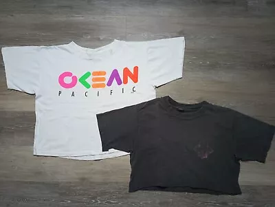 80s 90s Vtg Crop T Shirts Surf Ocean Pacific Hang Ten OP Single Stitch Sexy Cute • $9.99
