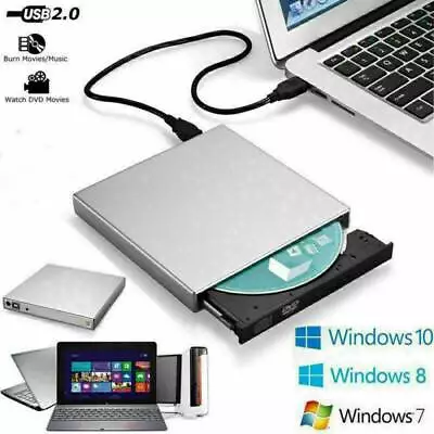 £9.99 • Buy External USB DVD ROM CD ROM Drive Rewriter Burner Writer For Laptop PC MAC UK