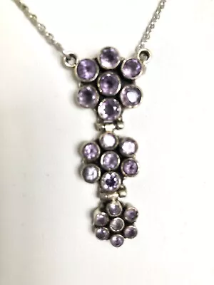 Vintage 925 Sterling Silver Amethyst Necklace • $35