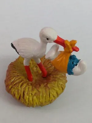 Schleich Vintage Smurf PVC Figurine RARE 4.0248 Stork Baby Smurf Chimney Nest • $94.50