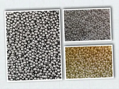 £2.55 • Buy 500+ Silver Gold Matt Pearl Small Round Spacer Ball Beads For Jewellery Making