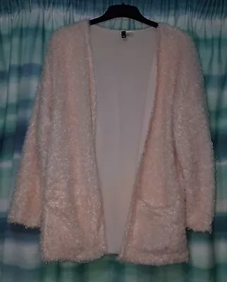 H&M Divided Pink Fluffy Lined Cardigan With Pockets Size M • £5