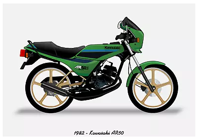 POSTER - KAWASAKI AR50 - (A4 A3 A2 Sizes) Art Print Car RENDER • £7.37