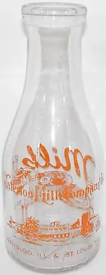 Vintage Milk Bottle WATERLOO MILK COMPANY Building TRPQ Pyro Quart ILL And MO • $13.49