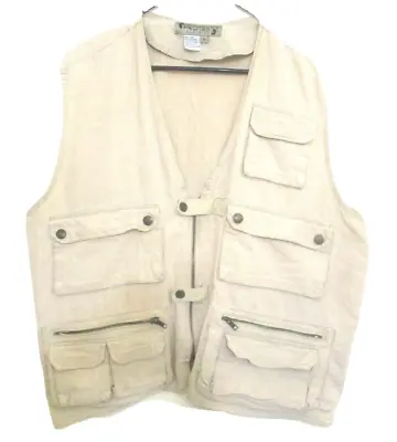  Vintage Hunting Vest Size M Fishing Cargo Pockets Outerwear Linen Men's • $11.69