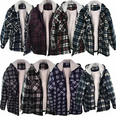 £19.99 • Buy Mens Lumberjack Sherpa Fur Fleece Lined Hoodie Jacket Hooded Work Shirt