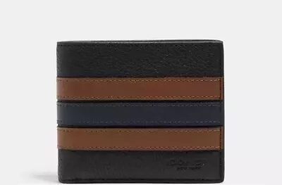 COACH Men's 3-In-1 Wallet In Refined Pebble Leather (Black Saddle - Midnight) OS • $26