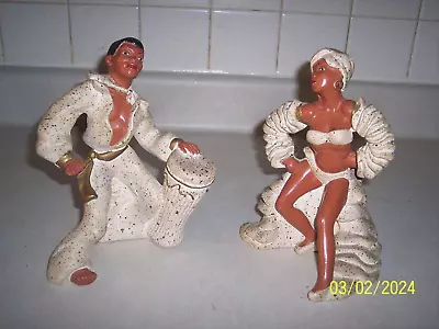 Pair Of Universal Statuary Calypso Dancers Vintage 1955 Beige Chalkware • $99.99