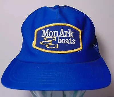 1980s MONARK FISHING BOATS PATCH SNAPBACK VINTAGE TRUCKER HAT MADE IN USA CAP • $20.99