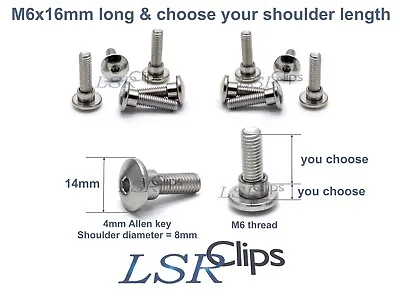 £1 • Buy Stainless Steel Motorcycle Fairing Bolts M6x16mm With Shoulder 14mm Head