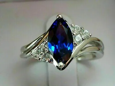 2CT Marquise Cut Lab Created Sapphire Diamond Women's Ring 14K White Gold Plated • $35.99