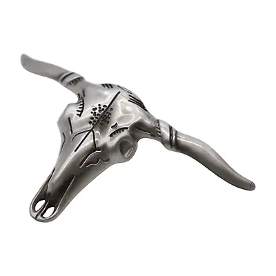 Men Women Western Silver Metal Cool Belt Buckle Long Horn Texas Cow Bull Skull • $15.99