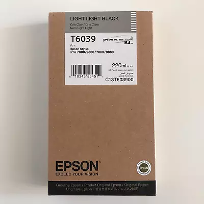 2020 GENUINE EPSON T6039 LIGHT LIGHT BLACK 220ml INK STYLUS PRO 7880 9880 OEM • $84.95