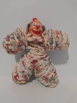 Vintage Yo-yo Clown Rag Doll4 BellsCloth Fabrichandmadebaby Toy 1950'sVGC. • $28