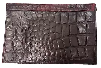 Vintage Alligator Burgandy Wine Handbag Clutch 14 X 9 Zip Close • $19.99