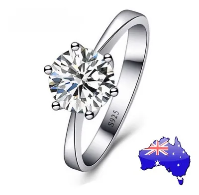 925 Sterling Silver Crystal Wedding Engagement Ring Women’s Jewellery Gift New • $11.95