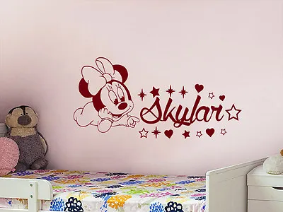 Wall Decal Personalized Girl Name Minnie Mouse Vinyl Decal Sticker Nursery ZX282 • $23.99