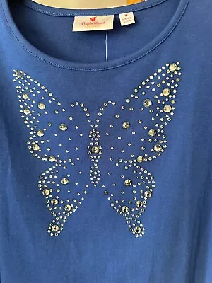 Quacker Factory Size 1X Butterfly Flutter Long Slv Top In Blue QVC #A612399 NWT • $28.95