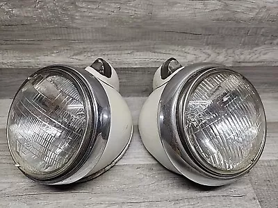 Vintage Pair White REO Truck Guide Fender Headlight Buckets With Turn Signals • $450