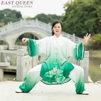 Chinese Clothing Kung Fu Suit Wushu Uniform Green Chun Outfit Tai Chi Clothing • £243.64