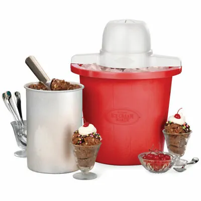 Nostalgia 4-Quart Electric Ice Cream Maker Plastic Bucket In Red - BRAND NEW • $39.95