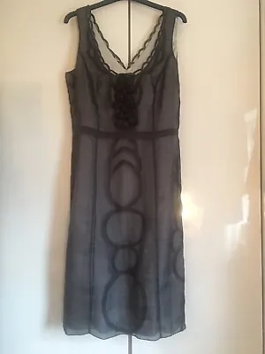 £18.98 • Buy NOUGAT Size 3 Uk 12 Charcoal Grey Sleeveless Silk /Polyester Dress