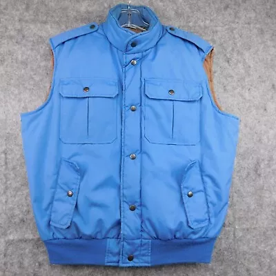 Vintage Black Sheep Puffer Vest Mens Large Blue Snap Front Outdoor Goose Down • $22.79