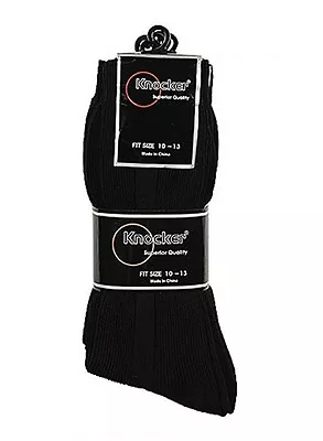 6 Black Pairs Lot Wholesale Knocker Mens Black Solid Dress Socks Size 10-13 • $11.99