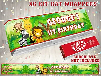 £1.20 • Buy PERSONALISED Jungle Theme Kit Kat Wrappers Party Bag Fillers Fruit Shoot