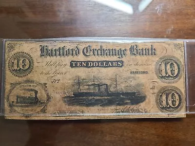 1850's $10 The Hartford Exchange Bank Hartford INDIANA Note RAILROAD STEAMBOAT • $100