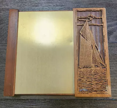 Vintage LASERCRAFT Note Pad Holder Ship Solid American Walnut • $20