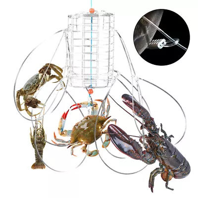 Metal Crab Lobster Trap Snare Cage Pot Pier Boat Rod Beach Sea Fishing Us • $9.53