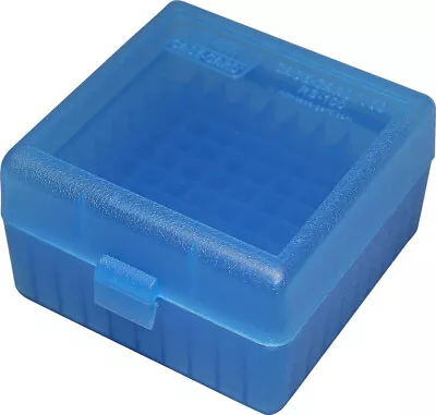 MTM 100 Round Flip-Top Rifle Ammo Box 17 204 223 Mag Clear Blue RS-100-24 • $9.40