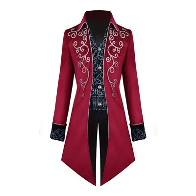 Mens Vampire Gothic Long Suit Jacket Top Showman Tuxedo Tailcoat Frock Coat Slim • $88.10