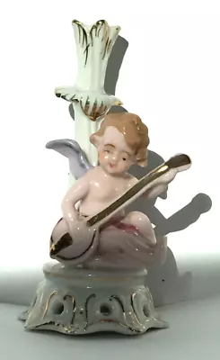 Japan Vintage Cherub Angel Playing Instrument Porcelain Bud Vase • $14.99