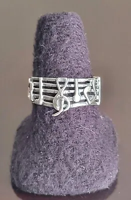Erick's Sterling Silver Music Notes Band Ring Taxco.925 • £42.75