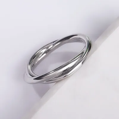 925 Silver Filled Rings Simple Women/Men Engagement Party Jewelry Size 6-10 • £3.28