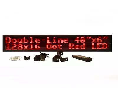 Double Line Indoor Single Color Red LED Programmable Display Sign 40 X6  -NEW- • $345