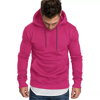 US Men Plain Pullover Hoodies Casual Hooded Sweatshirts Long Sleeve Classic Top • $15.34