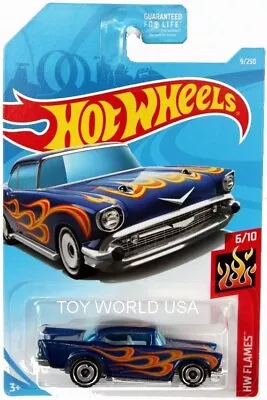 2019 Hot Wheels #09 HW Flames '57 Chevy Blue W/flames • $2