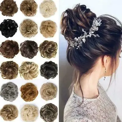 £3.55 • Buy Curly Messy Hair Bun Piece Updo Scrunchie Fake Natural Bobble Hair Extensions UK