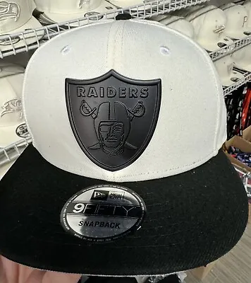 New Era Las Vegas Raiders SnapBack Hat White Hat Black Metal Badge • $45.99