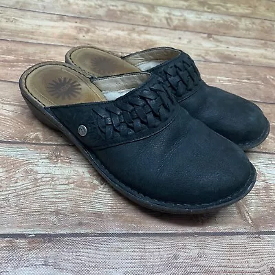 UGG Shoes Womens 6 37 Kohala Mule Clogs Black Suede Sheepskin Fur Slippers 5177 • $20.93