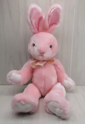 Pink Bunny Rabbit Pink Yellow Tie Dye Floral Ribbon Bow Satin Ears White Feet • $10