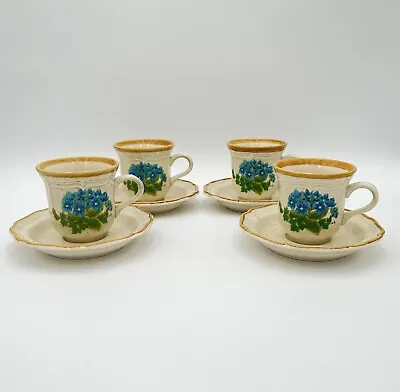 Vintage Mikasa Garden Club Tea Coffee Mug Cup Saucer Bells Of Blue Set Of 4 • $17.97