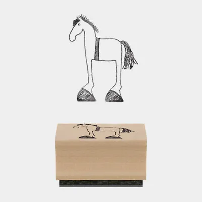 East Of India Rubber Stamp Bessie Horse 5 X 4 X 2cm Wood Backed New • £2.49